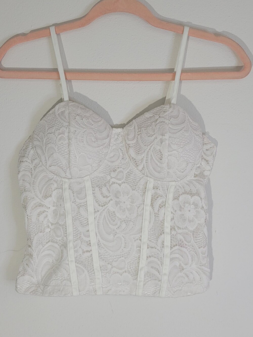 White Lace Bustier Tank Top - Unbranded